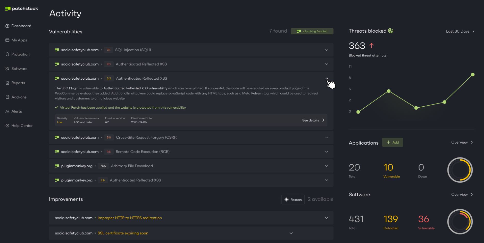 Patchstack dashboard