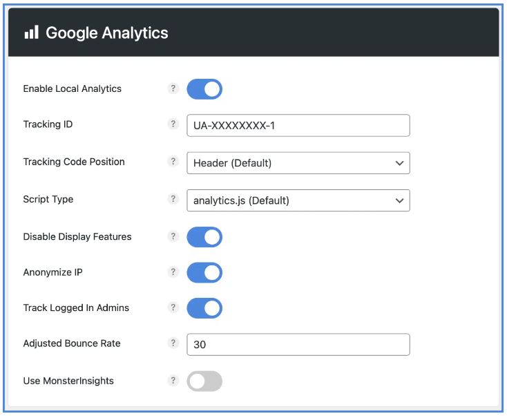 Perfmatters google analytics