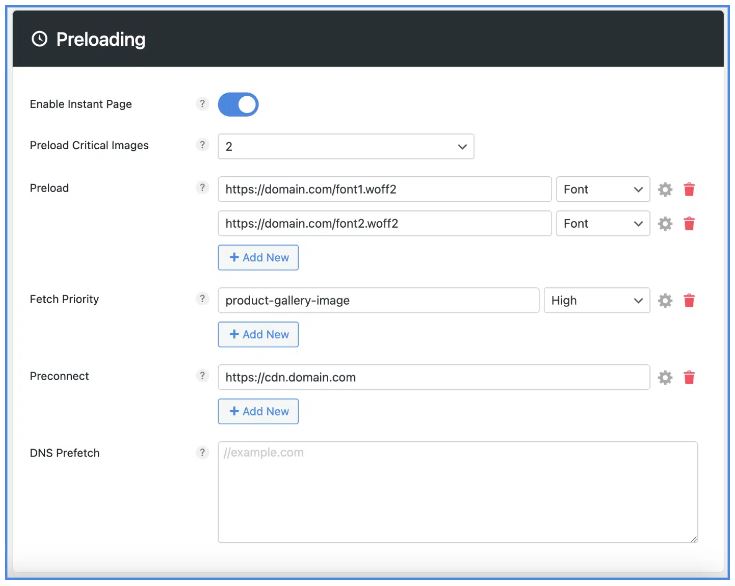 Perfmatters preloading